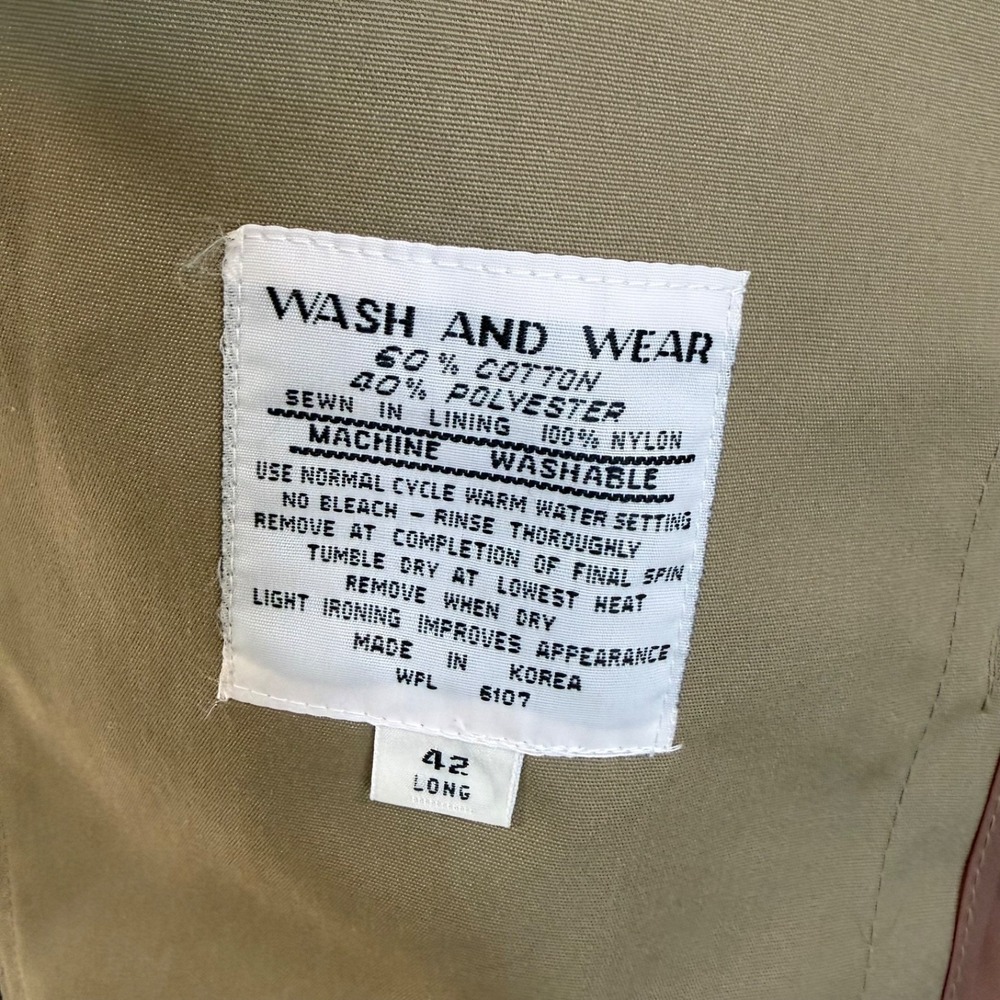 Vintage Oleg Cassini Trench Coat Men 42 L Tan Belted Lined Classic Rain Coat - Picture 5 of 13